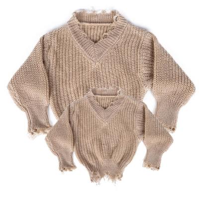 China New 2020 First Autumn Design Ripple Breathable Mommy and Me Baby Boy and Girls Sweaters for sale