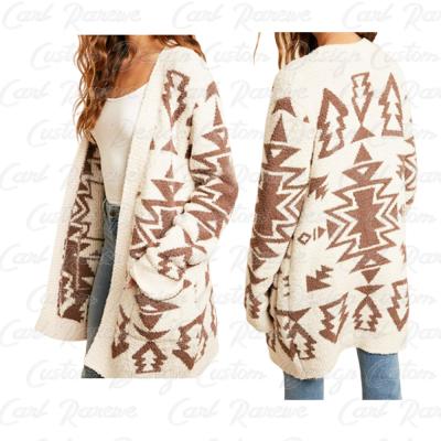 China New Arrival Breathable Women's Rarewe Wholesale Aztec Tribal Print Fuzzy Soft Cardigan Duster Customizable for sale