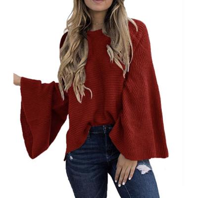 China Anti Shrink Women's Casual Kimono Knitted Tops Batwing Bell Sleeve Cable Sweater for sale