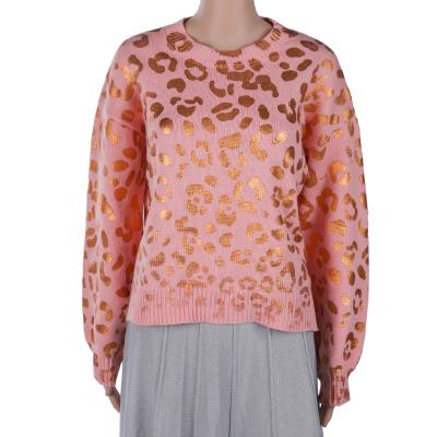 China Newest Factory Mommy and Me Anti-Shrink Gold Sweater Women's Cheetah Print Pullover for sale