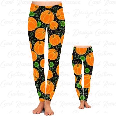 China Custom Copies QUICK DRY Mommy and Me Wholesale RAREWE Autumn Pumpkin Leggings Set Printed Women's Babies Leggings Sets OEM for sale