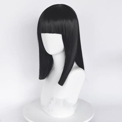 China 14 Inch Short Straight Synthetic Black Hair Bob Wigs With Bangs Female Straight Nanno For Women Party Cosplay Wig for sale