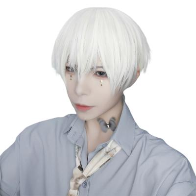 China Cos Mcoser Harajuku Teenager Personality Cos Mcoser Harajuku Man Daily Straight Gay Lolita Hair Short White Lovely Wig for sale