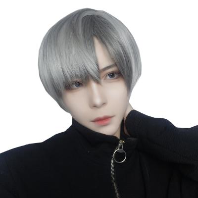 China Mcoser Straight Daily Men's Gray Short Front Side Fashion Cheerful Super Nice Wig for sale