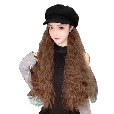 China Newcomer Curl Outdoor Travel Cap Kinky Curly Wig Long Octagonal Wig, Ponytail Cap Wigs With Cap For Women for sale