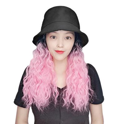 China Curly Curl Korean Version Of The Tide Fisherman Hat Wig Detachable Summer Fashion Curly Hair Hats Wild Red Red Wig for sale