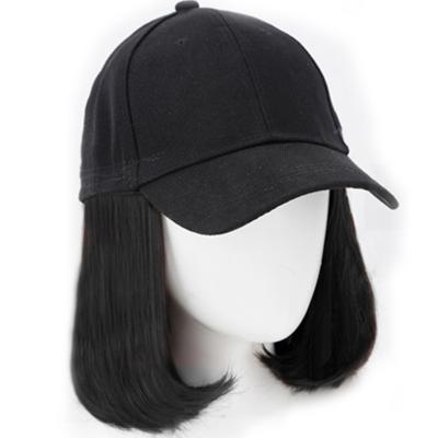 China Short Straight Hair Bobo Head Baseball Wig Cap Cover Black Short Straight Hair Cap Wig Baseball Wig Cap Woman for sale