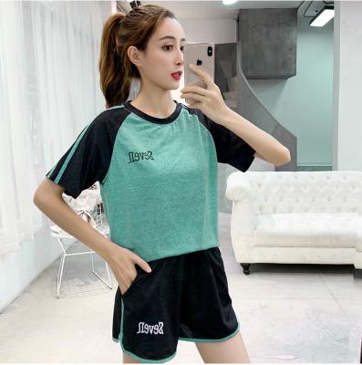 China Wholesale QUICK DRY Ladies Two Piece Set Casual Quick Dry Suit Women Short Sleeve Shorts Yoga T-shirt Sportswear for sale