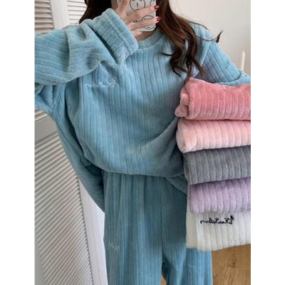 China Wholesale New Winter Flannel Women Warm Pajamas QUICK DRY Sets Thick Cartoon Sleepwear Flannel Pajamas Set for sale