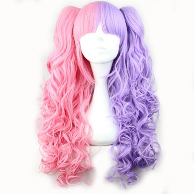 China Mcoser Wavy Purple Pink Long Ponytail Haikyuu Haikyuu Synthetic Lolita Party Synthetic For Halloween Costume Lolita Wig for sale