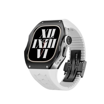 China Fashionable Luxury 49mm Titanium Smart Case For Apple Watch Ultra 49MM FKM Rubber Band Cover For Viton Strap iWatch 49mm Retrofit Kit for sale