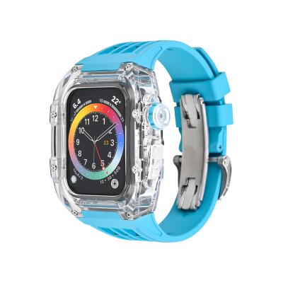 China Fashionable Sports Transparent Watch Case For Apple Watch Replacement Kit Elastic Band Luxury Case For Apple Watch iWatch Series 8/7/6/5/4 for sale