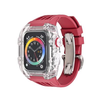 China 44mm 45mm Fashionable Luxury Apple Watch Case 44 Apple Watch Transparent Elastic Band Case For Apple Watch iWatch Series 8/7/6/5/4 for sale