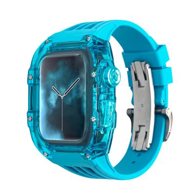 China Fashionable Transparent Luxury 45mm Transparent Elastic Band Apple Watch Case 44mm Case For Apple Watch iWatch Series 8/7/6/5/4 for sale