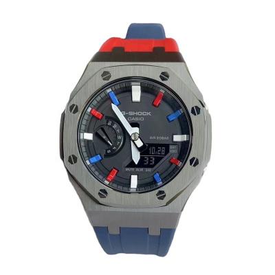 China Fashionable mod GA2100 case 5th generation stainless steel watch case and bezel with silicone watchband for Casio G-shock ga2100 for sale