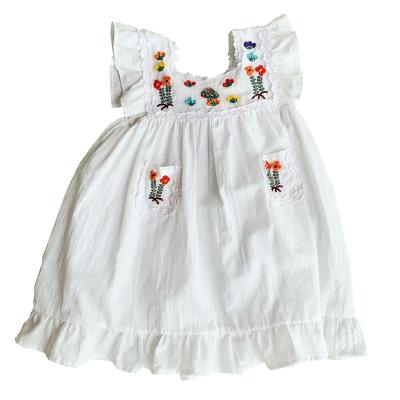 China Washable Mexican Style Three-Dimensional Embroidery Balanced Girls Dress for sale