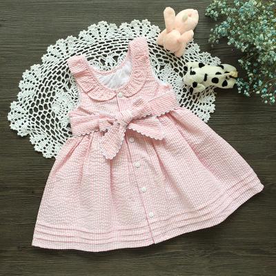 China 2022 new summechildren's cotton washable striped sleeveless fly dress children's fashion metal powder natural puff girls dress for sale