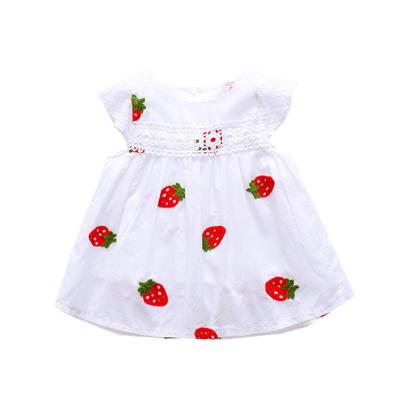 China 2022 new summechildren's cotton washable striped strawberry dresschildren's fashion sleeveless metal powder natural puff girls dress for sale