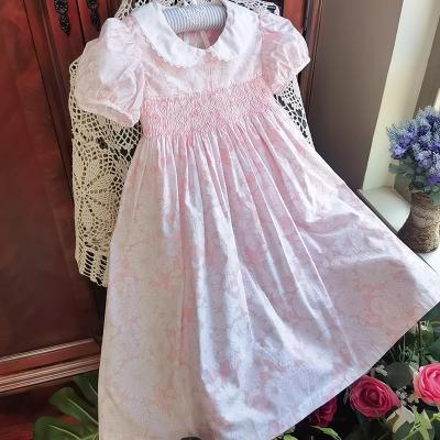 China Washable 20 Dollars To Make Cute Girls One Line Heavy Duty Embroidered Smocked Pink Smocked Apparel Hallowmas Girls Smocked Apparel For Fall for sale