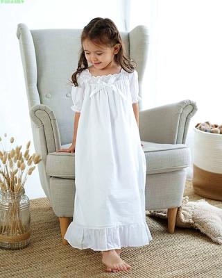 China Washable Cotton Parent-child Dress Mother Daughter Child Princess Modal Pajamas Shorts Long Sleeve Cute Sleeveless Yard Nightgown for sale