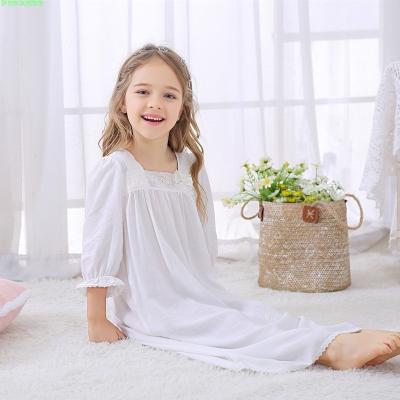 China Washable Cotton Parent-child Dress Mother Daughter Child Princess Modal Pajamas Shorts Long Sleeve Cute Sleeveless Yard Nightgown for sale