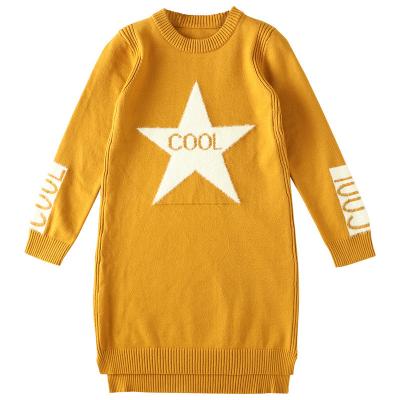 China Anti-wrinkle New Wholesale Girls Round Neck Sweater Sweater Dress For 2021 Autumn Winter for sale