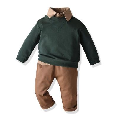 China European and American style children's autumn winter sleeve shirt border sweater long sports comfortable pants mix three-piece set for sale