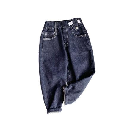 China 2021 Korean Dark Blue Color Fade Proof Autumn New Trend Contracted Jeans For Kids for sale