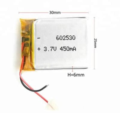 China 602530 3.7v 400mah Li-ion batteries 3.7v 4.2v 400mah lipo battery for solar led light 602530 for sale