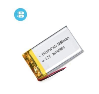 China Animal E-tracker low temperature 3.7v Li-ion polymer rechargeable battery BR103450D 1850mAh lipo battery for tracking device for sale