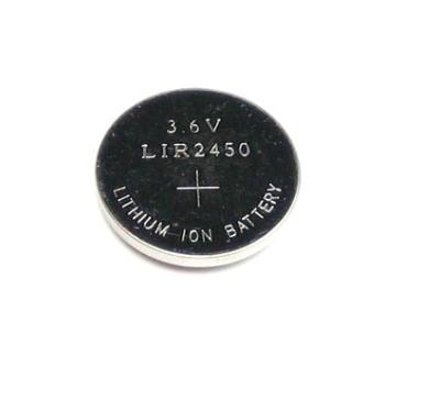 China Toys rechargeable button type Li-ion battery CR2450,120mAh, 3.6V for sale