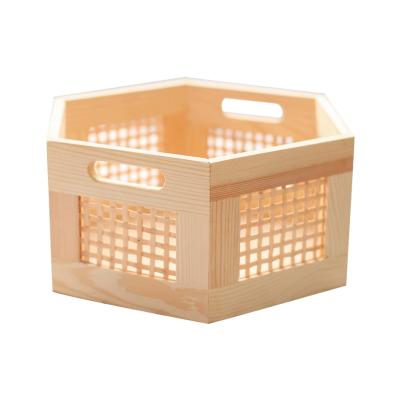 China Sustainable Handmade Wooden Bamboo Boxes&Bins Bottle Accessories Perfume Shopper Storage Basket Toys Basket With Cutout Handles for sale