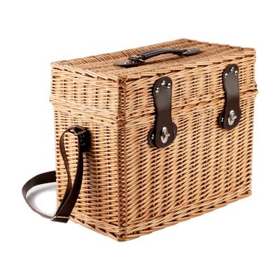 China Nature Sustainable Handmade Rattan Picnic Basket Wholesale Wicker Customized Basket With Leather Belt Shopping Basket for sale