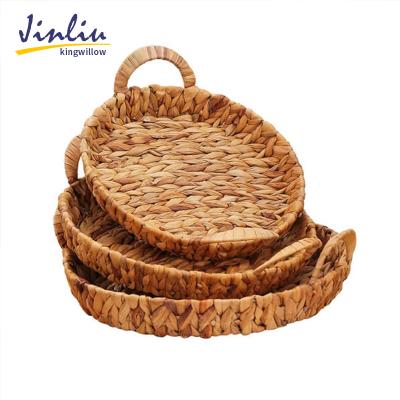 China Jinliu Amazon Water Hyacinth Storage Basket Tray Straw Sustainable Hot Selling Handmade Rectangular Fruit Basket for sale