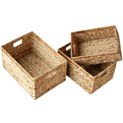 China New-fashion Hot Selling Jinliu Amazon Water Hyacinth Baskets Straw Fruit Sundries Storage Rectangular Basket for sale