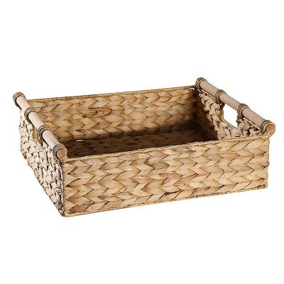 China New-fashion Jinliu Customized Amazon Success Home Decorums Wholesale Water Hyacinth Storage Basket for sale