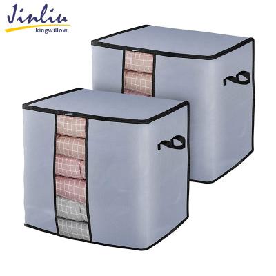 China Jinliu Large Capacity Folding Fabric Storage Box Bedroom Home Storage Box Collapsible Organizer with Handle for sale