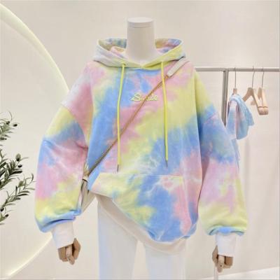 China Latest Design Viable Women's Tie Printed Dye Autumn Ladies Long Sleeved Printed Hoodies for sale