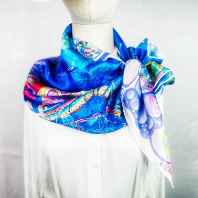 China Square Sample free shipping original order 100% silk high quality digital printed women's square silk scarf for sale