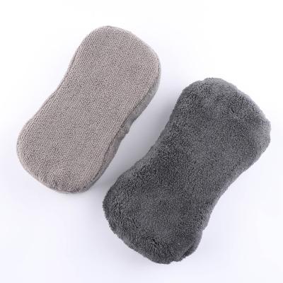 China Polyester And Brocade Terry Cloth Sponge Gray Towel Eco-friendly Fabric Car Wash Sponge for sale