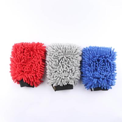 China Eco-friendly Colorful Car Glove Microfiber Chenille Car Wash Glove Cleaning Glove for sale