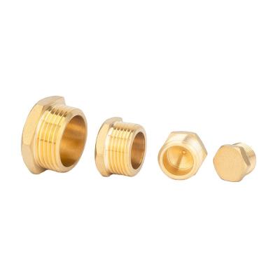 China Newest Style Thread Brass Compression Brass Hexagonal Male Nipple Nut End Cap Pipe Fittings Equal for sale