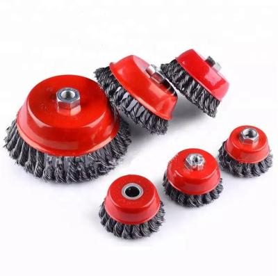 China Large Stainless Steel Wire Brush Cleaning Wire Brush For Angle Grinder Wire Cup Brush 6 Inch for sale