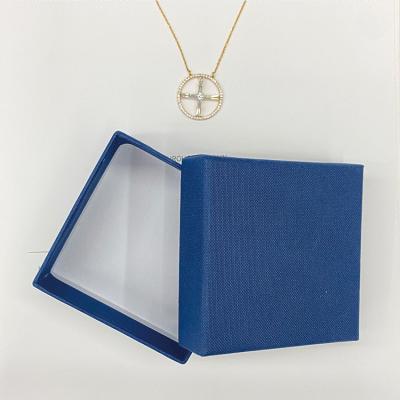 China High Grade Biodegradable Dark Blue Rigid Ring Box Paper For Necklace Packaging Gift Box Jewelry for sale