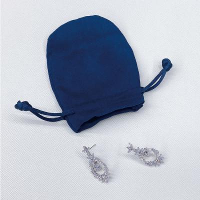 China Recyclable Custom Semicircle Bag Velvet Cloth Bag Recyclable Dark Blue Fluffy Jewelry Gift Packaging Bag for sale