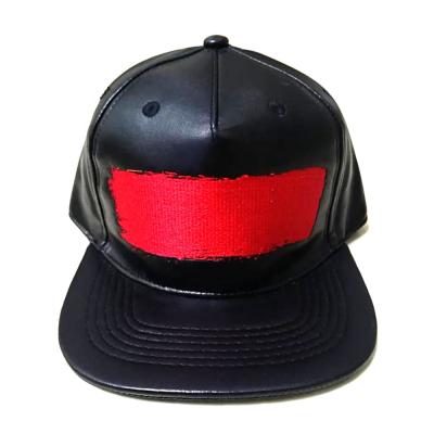 China JOINT Custom Embroidery Snapback Hat Black Cool Leather Snapback Hats for sale