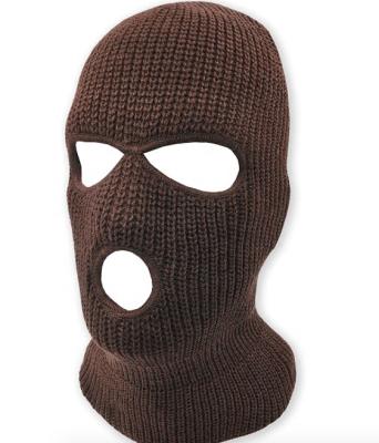 China COMMON Custom Knitted Ski Mask Balaclavas With Embroidery Logo , 3 Hole Winter Ski Mask Hat for sale