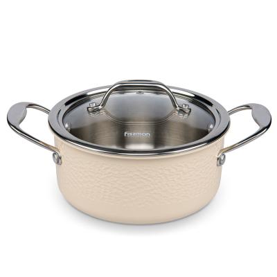 China FISSMAN Sustainable Hot Sale LFGB 18cm Induction 304 Stainless Steel Cookware Eco-friendly Casserole With Lid Soup Stock Glass Pots for sale