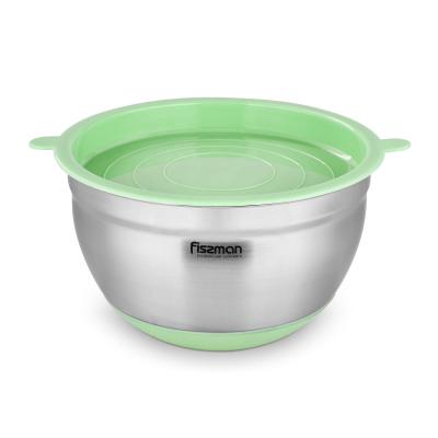 China Fissman Kitchen Food Grade Sustainable Round Colored Silicone Food Mixing Bowl With Lid for sale