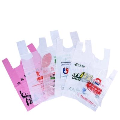 China 100% Manufacture Disposable Plastic Food Packing T-shirt Bag Biodegradable Plastic Bag Quick Takeaway for sale